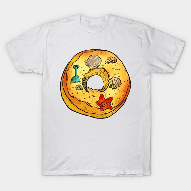 Beach Donut T-Shirt by minniemorrisart